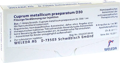 WELEDA CUPRUM METALLICUM praep.D 30 Ampullen