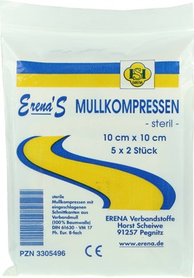 ERENA STERIL Mullkompr.10x10 cm 8fach