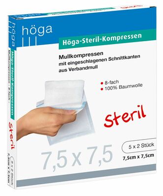 HÖGA STERIL Kompressen 7,5x7,5 cm 8fach