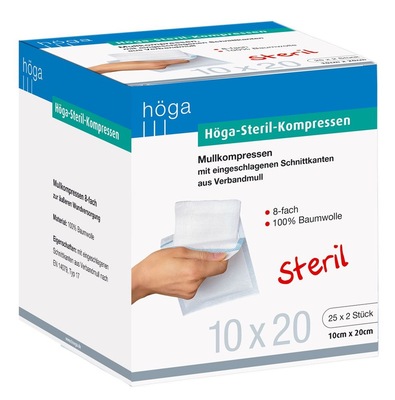 HÖGA STERIL Kompressen 10x20 cm 8fach