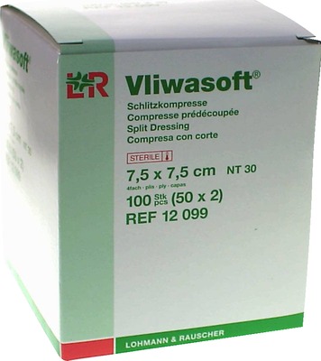 VLIWASOFT Schlitzkompressen 7,5x7,5 cm steril 4l.