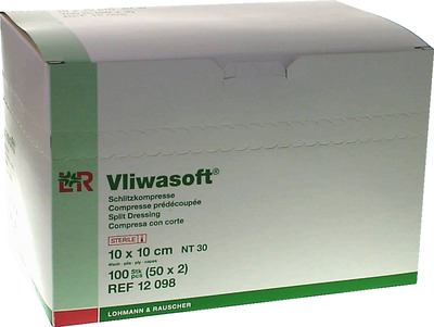 VLIWASOFT Schlitzkompressen 10x10 cm steril 4lagig